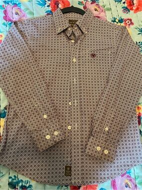Ariat Boys  Patterned Long-Sleeve Dress Shirt - wine red
